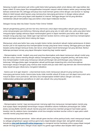 Langkah Matang Dalam Bermain Taruhan Domino 99 Online Terutamanya Untuk Pemula