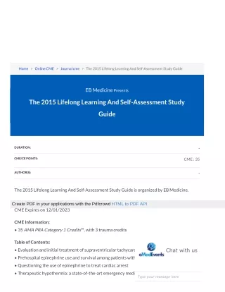 The 2015 Lifelong Learning And Self-Assessment Study Guide