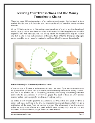 Securing Your Transactions and Use Money Transfers to Ghana