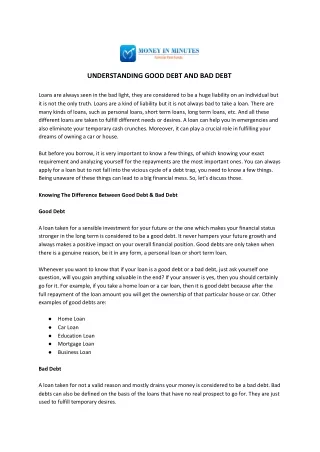understanding good debt and bad debt