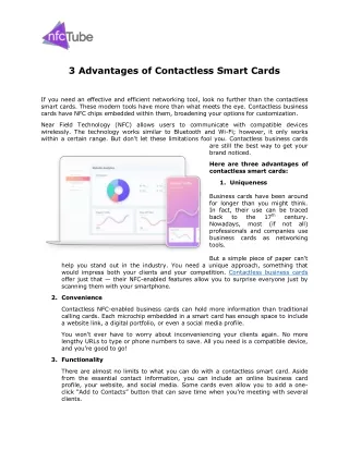 3 Advantages of Contactless Smart Cards