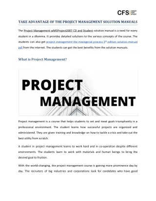 TAKE ADVANTAGE OF THE PROJECT MANAGEMENT SOLUTION MANUALS