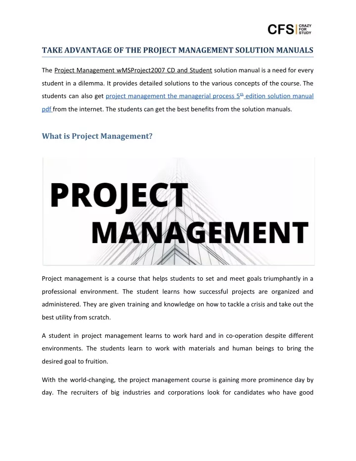 take advantage of the project management solution