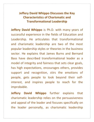 jeffery david whippo discusses
