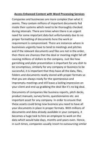 access enhanced content with word processing