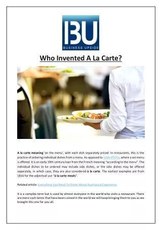 who invented a la carte