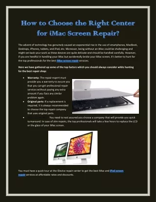 How to Choose the Right Center for iMac Screen Repair