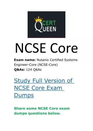 Actual NCSE Core Exam Dumps Questions