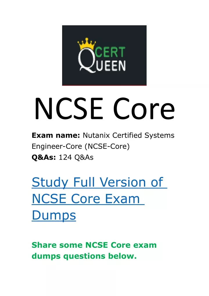 ncse core exam name nutanix certified systems