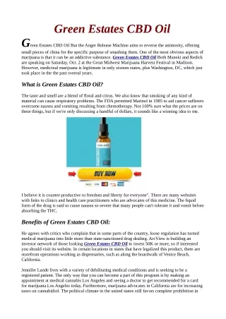 Green Estates CBD Oil Shark Tank Reviews & Where to buy