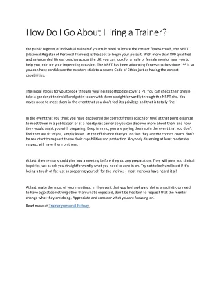 how do i go about hiring a trainer