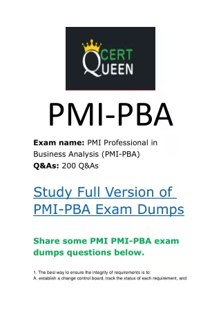 PMI-PBA Exam Questions and Answers