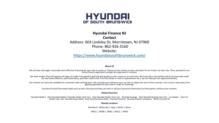 hyundai finance nj contact address 603 lindsley