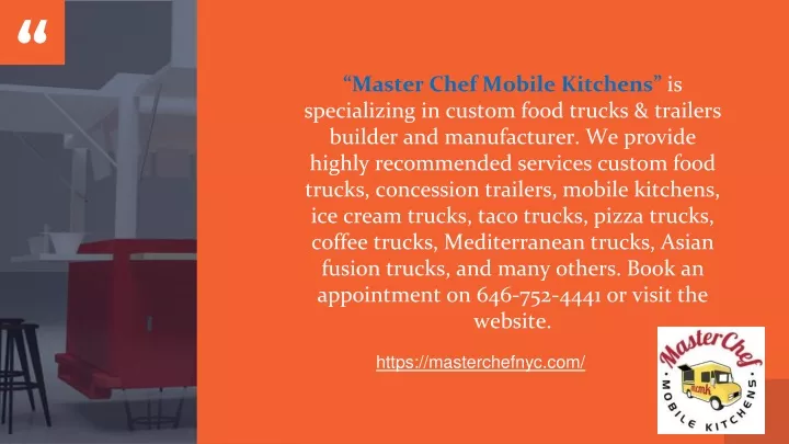 master chef mobile kitchens is specializing