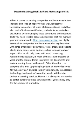 document management word processing services