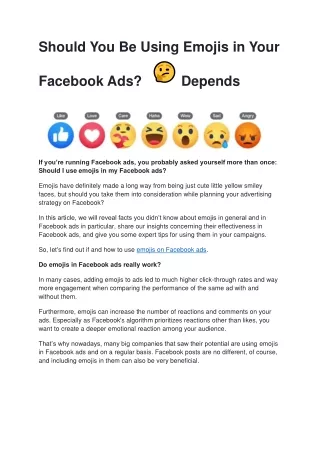 Should You Be Using Emojis in Your Facebook Ads? Depends
