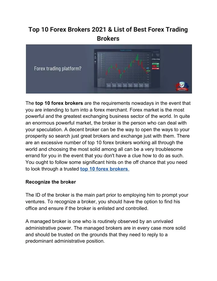 top 10 forex brokers 2021 list of best forex