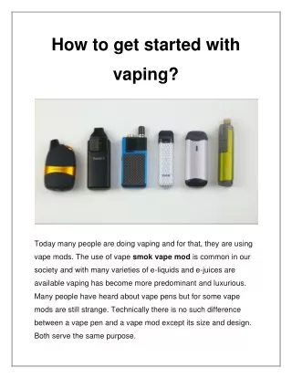 How to get started with vaping?