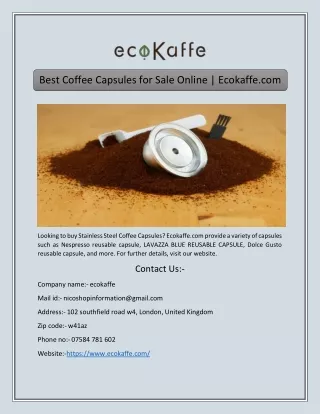 Best Coffee Capsules for Sale Online | Ecokaffe.com