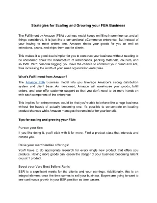 Tips for growing and scaling your FBA business