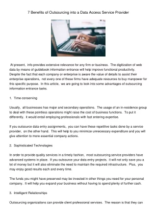 7 benefits of outsourcing into a data access