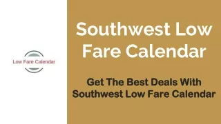 southwest low fare calendar