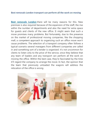 best removals london transport can perform
