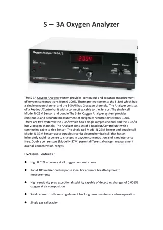 s 3a oxygen analyzer