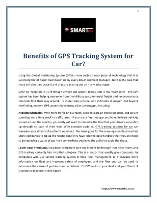 Benefits of GPS Tracking System for Car?