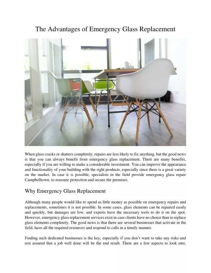 the advantages of emergency glass replacement