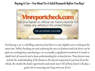 Buying A Car – You Must Do A Solid Research Before You Buy!