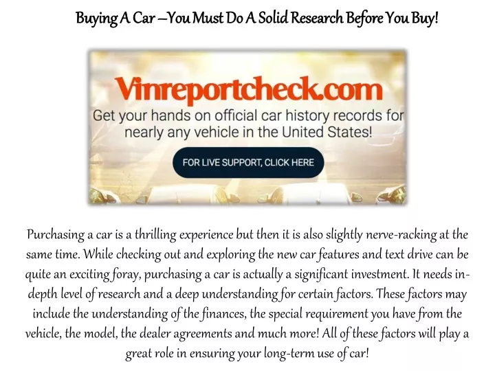 buying a car buying a car you must do a solid