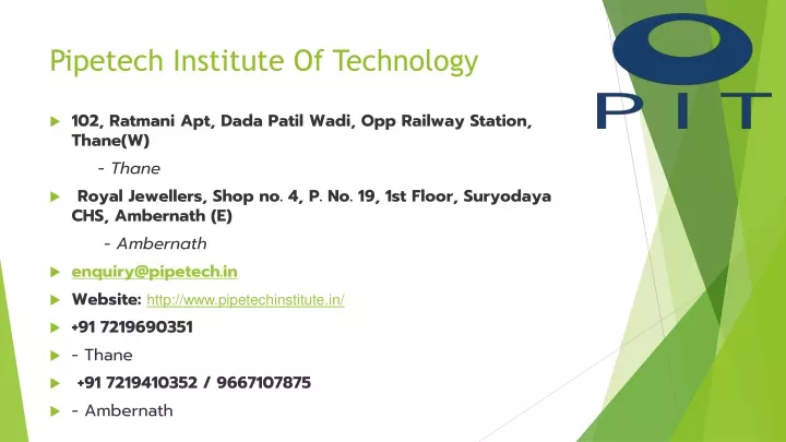 pipetech institute of technology