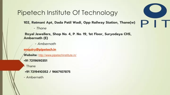 pipetech institute of technology