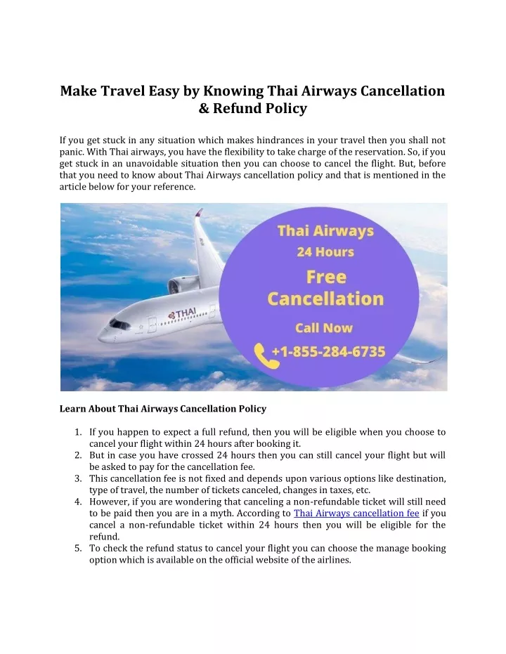 make travel easy by knowing thai airways