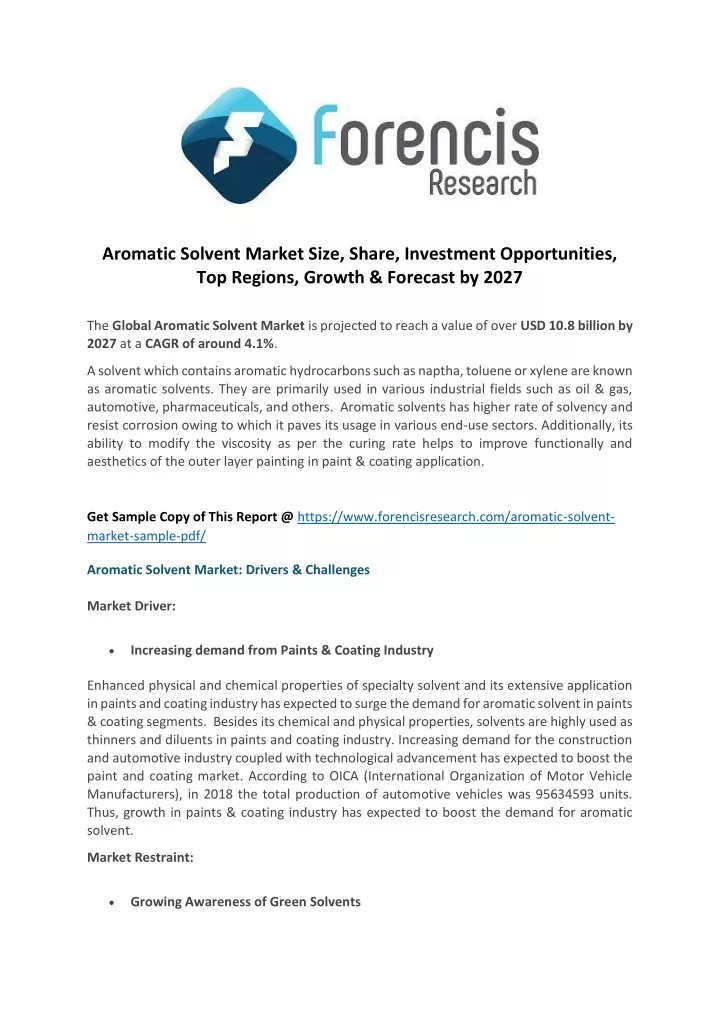 aromatic solvent market size share investment