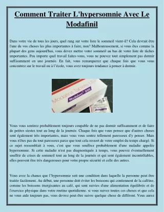 comment traiter l hypersomnie avec le modafinil