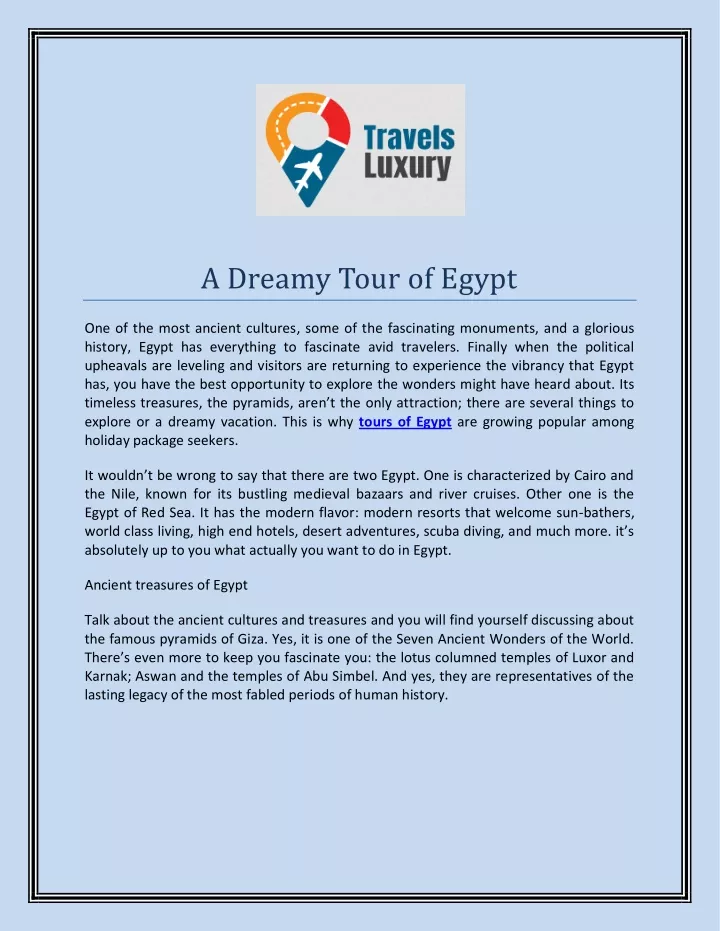 a dreamy tour of egypt