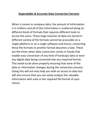 dependable accurate data conversion services