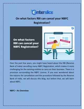 On what factors RBI can cancel your NBFC Registration?