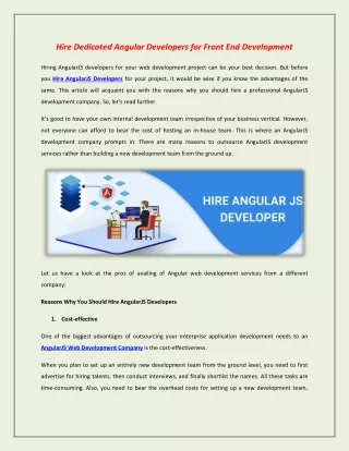 hire dedicated angular developers for front