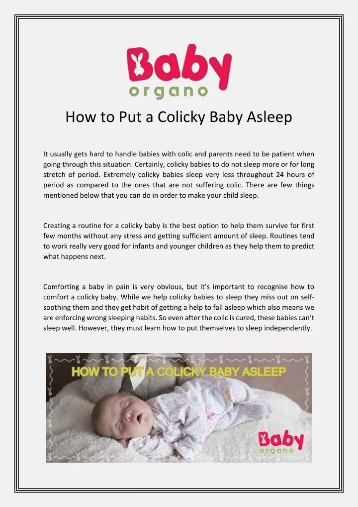 how to put a colicky baby asleep