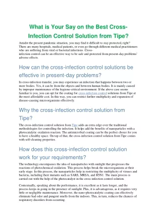 What is Your Say on the Best Cross- Infection Control Solution from Tipe?