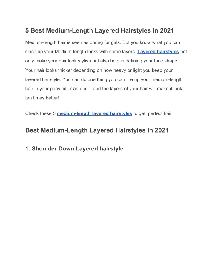 5 best medium length layered hairstyles in 2021
