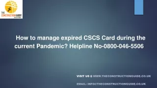 How to manage expired CSCS Card during the current Pandemic? Helpline No-0800-046-5506