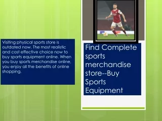 Find Complete sports merchandise store--Buy Sports Equipment