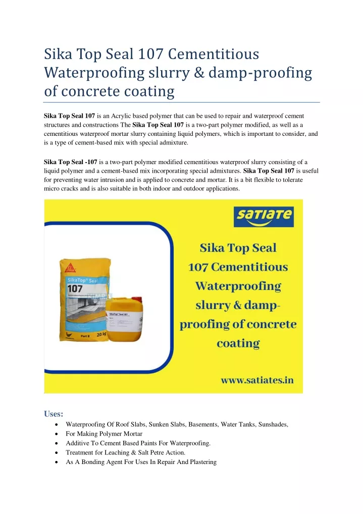 sika top seal 107 cementitious waterproofing