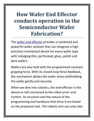 how wafer end effector conducts operation