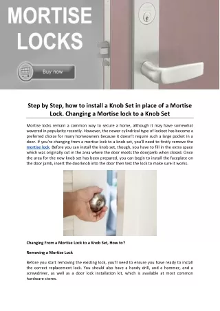 step by step how to install a knob set in place