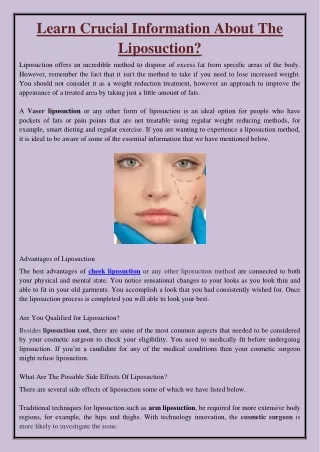 learn crucial information about the liposuction